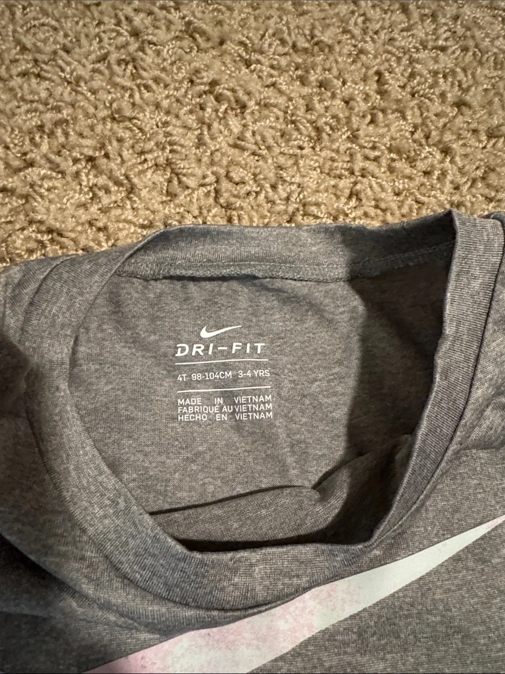 Nike Kids Gray Dri-FIT Tee with Pastel Iridescent Swoosh